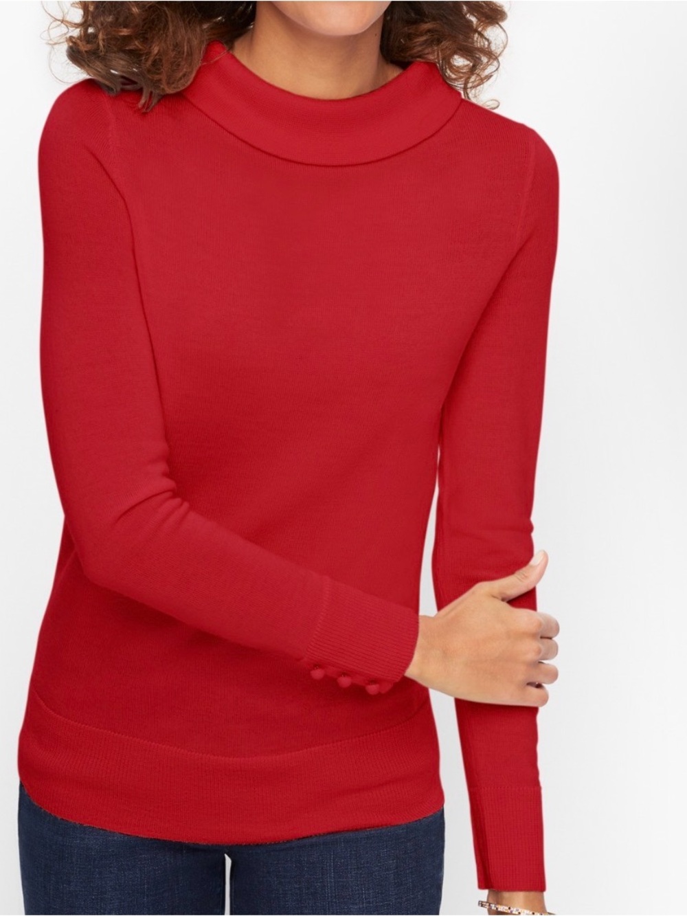Talbots SABRINA MERINO BUTTON CUFF SWEATER Women S Old Money Lightweight